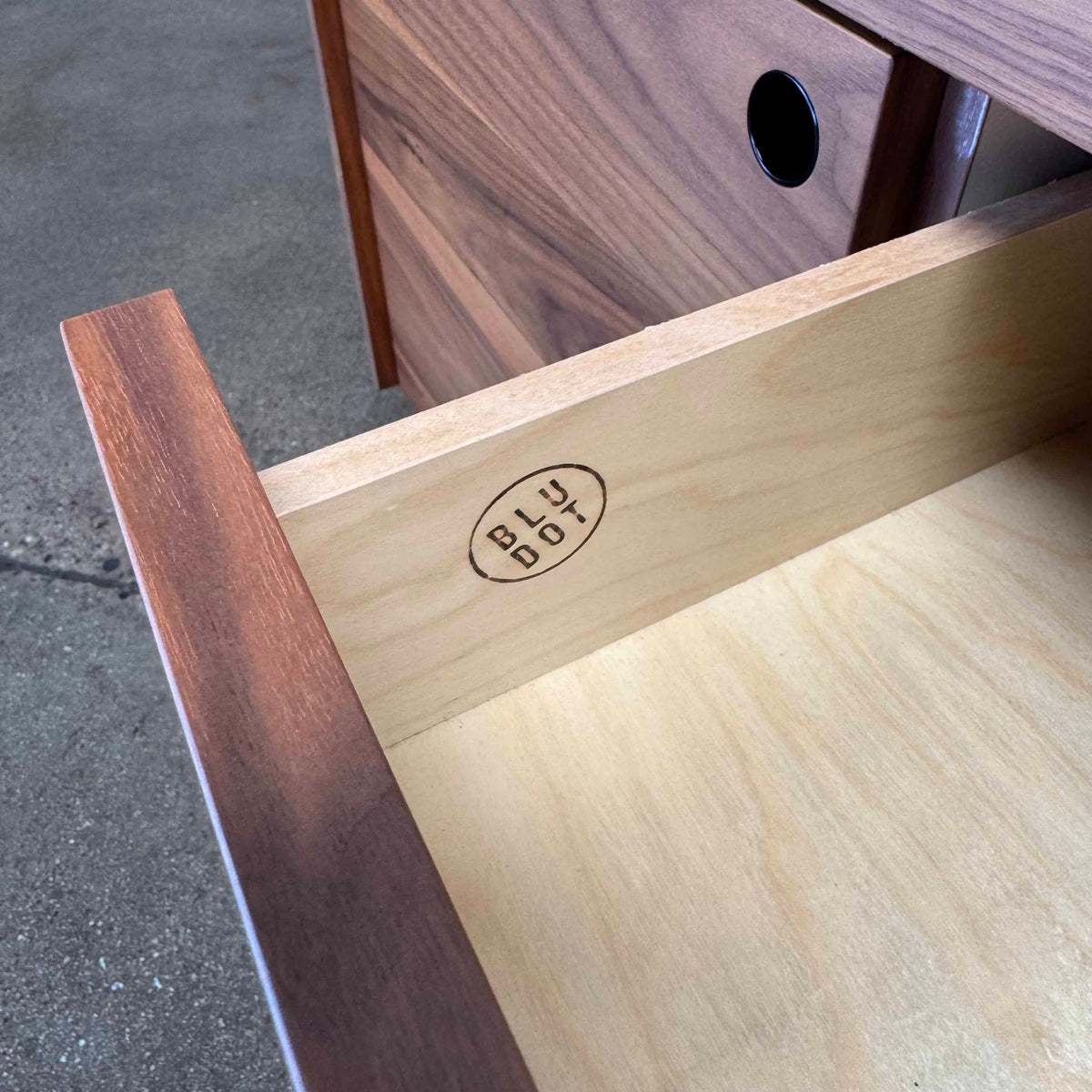 Walnut + Steel "Peek" Small Media Credenza By Blu Dot