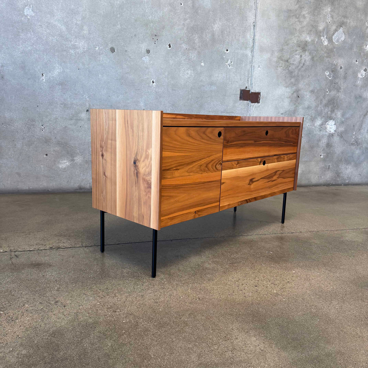 Walnut + Steel "Peek" Small Media Credenza By Blu Dot
