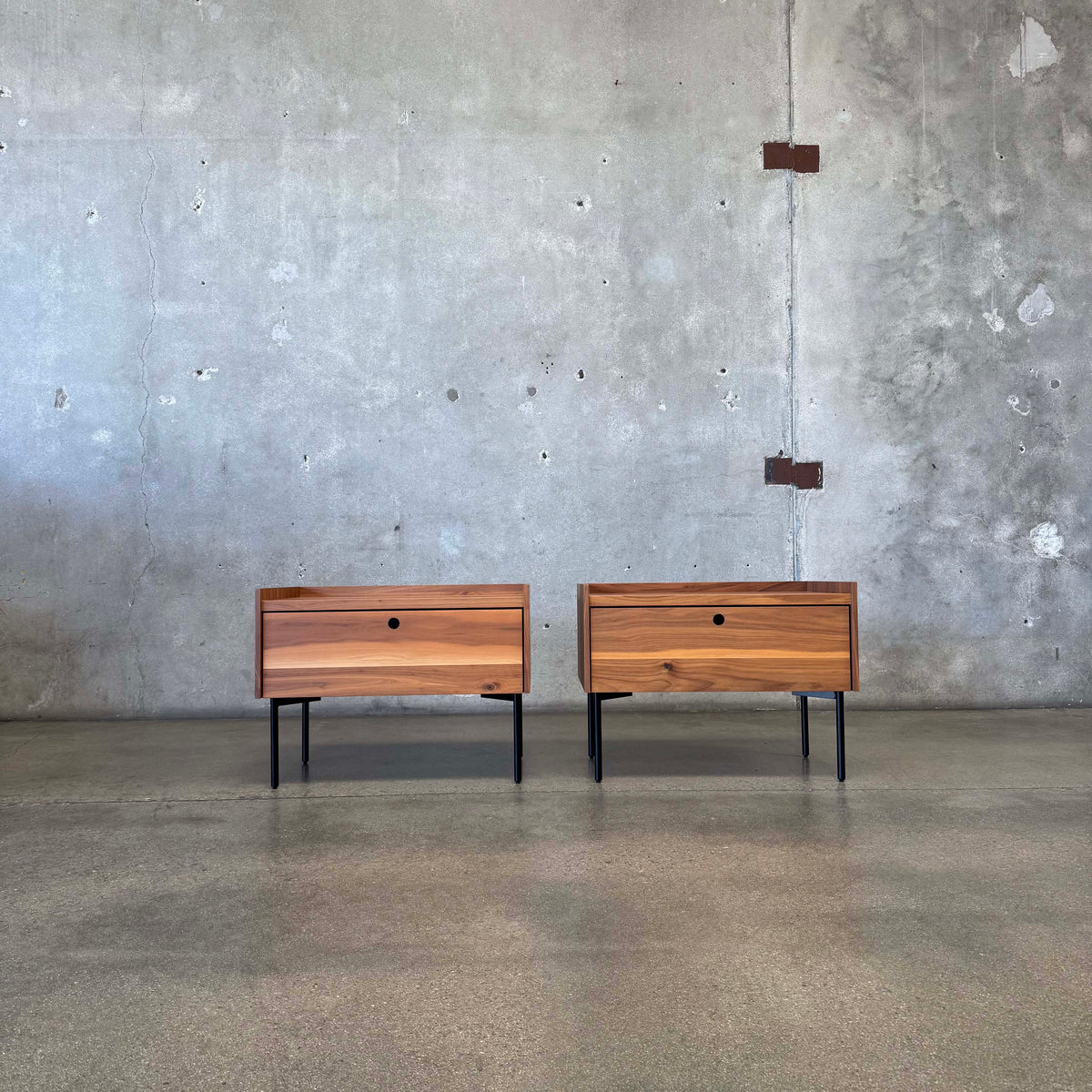 Walnut + Steel " Peek" Nightstands Blu Dot