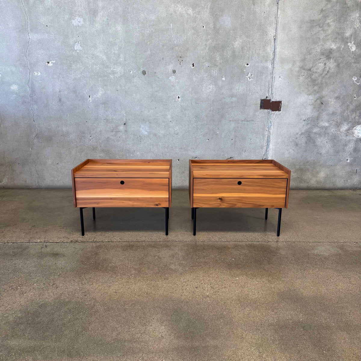 Walnut + Steel " Peek" Nightstands Blu Dot
