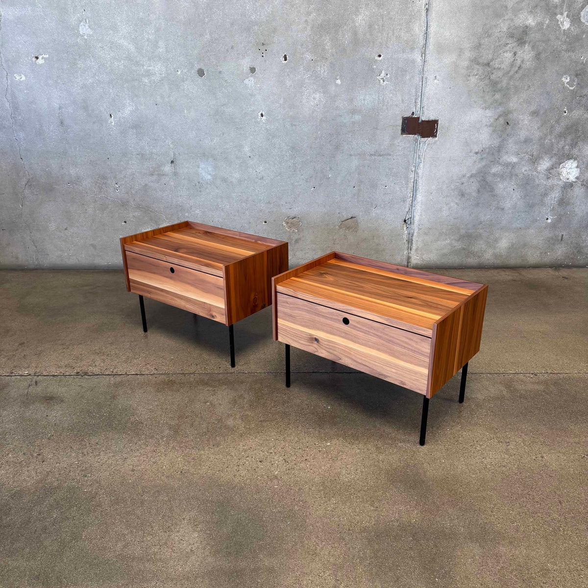 Walnut + Steel " Peek" Nightstands Blu Dot