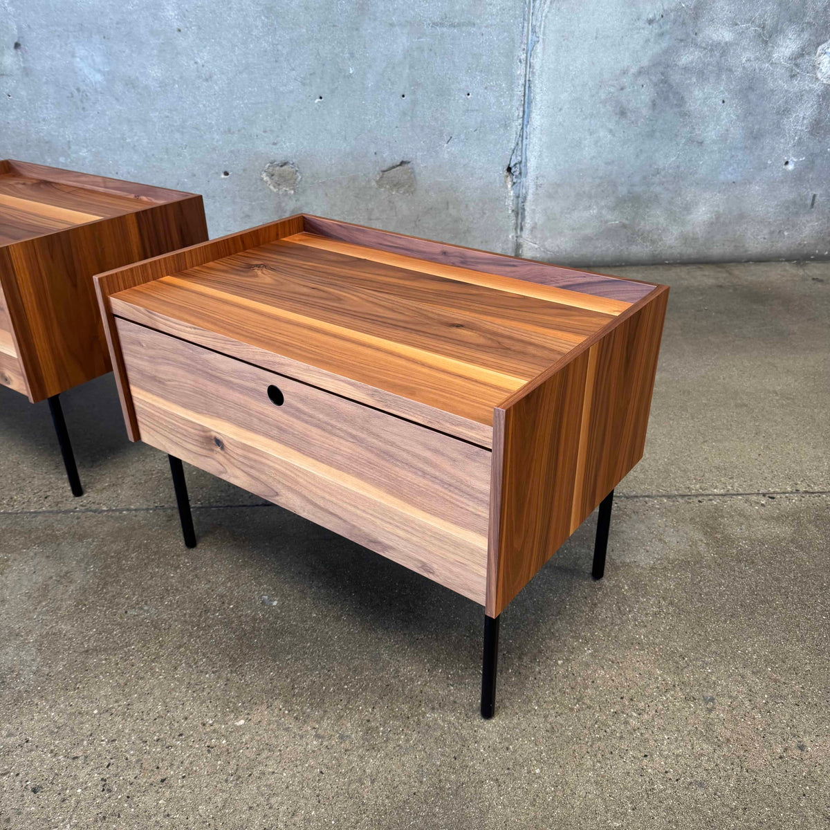 Walnut + Steel " Peek" Nightstands Blu Dot
