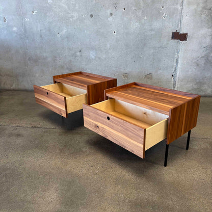 Walnut + Steel " Peek" Nightstands Blu Dot