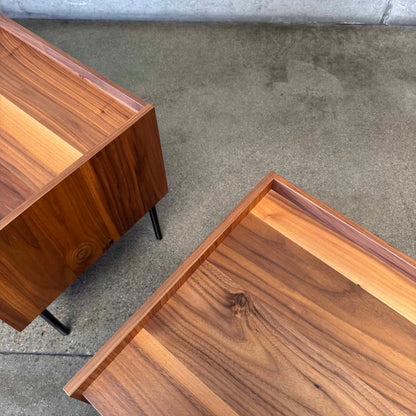Walnut + Steel " Peek" Nightstands Blu Dot