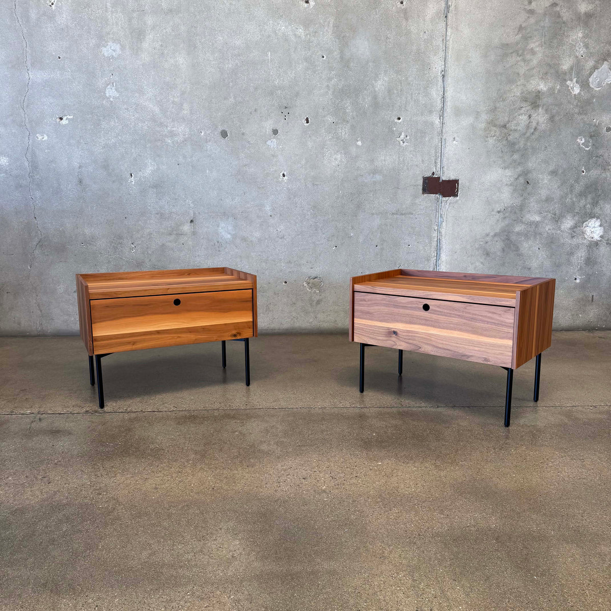 Walnut + Steel " Peek" Nightstands Blu Dot
