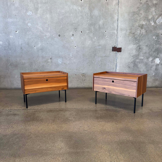 Walnut + Steel " Peek" Nightstands Blu Dot