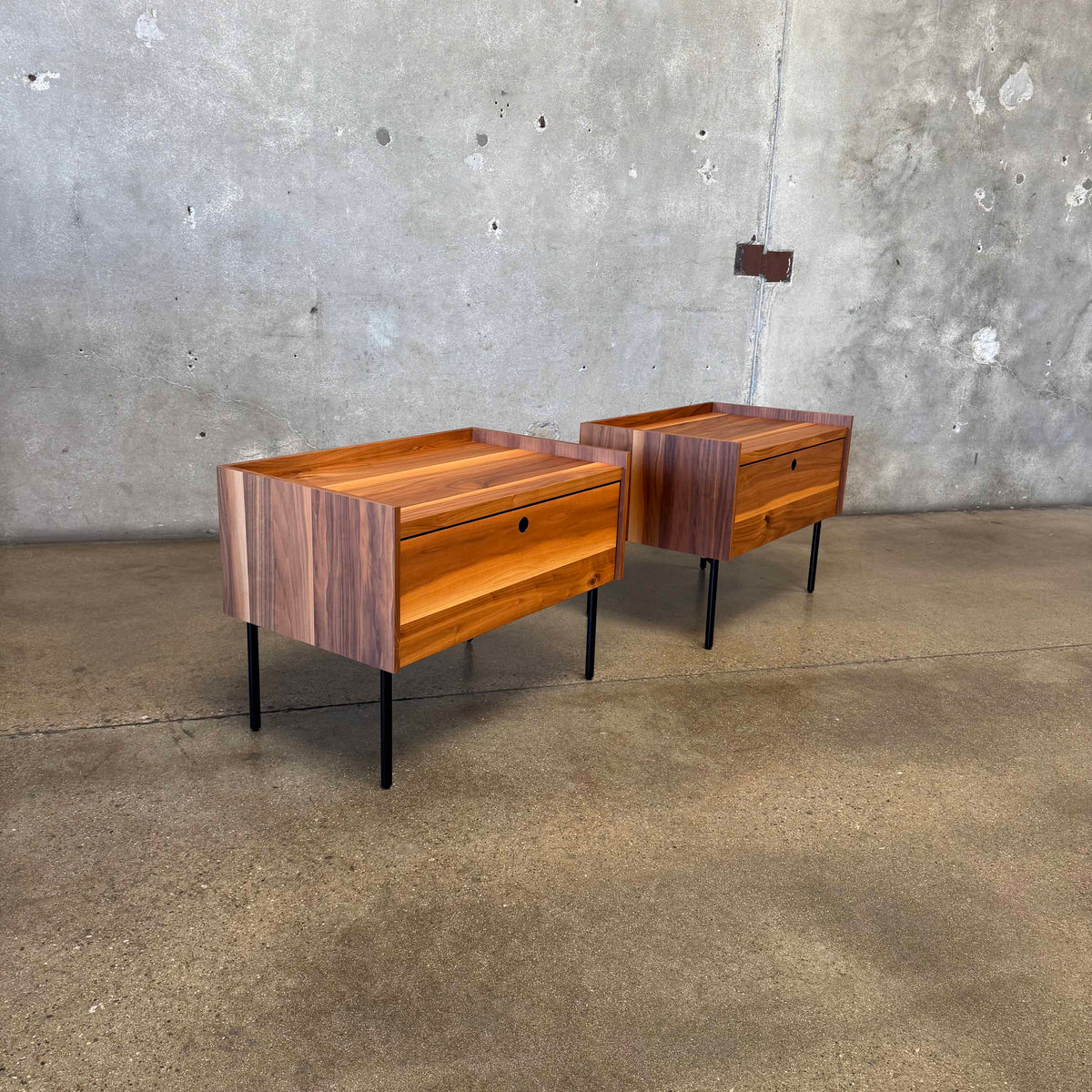 Walnut + Steel " Peek" Nightstands Blu Dot