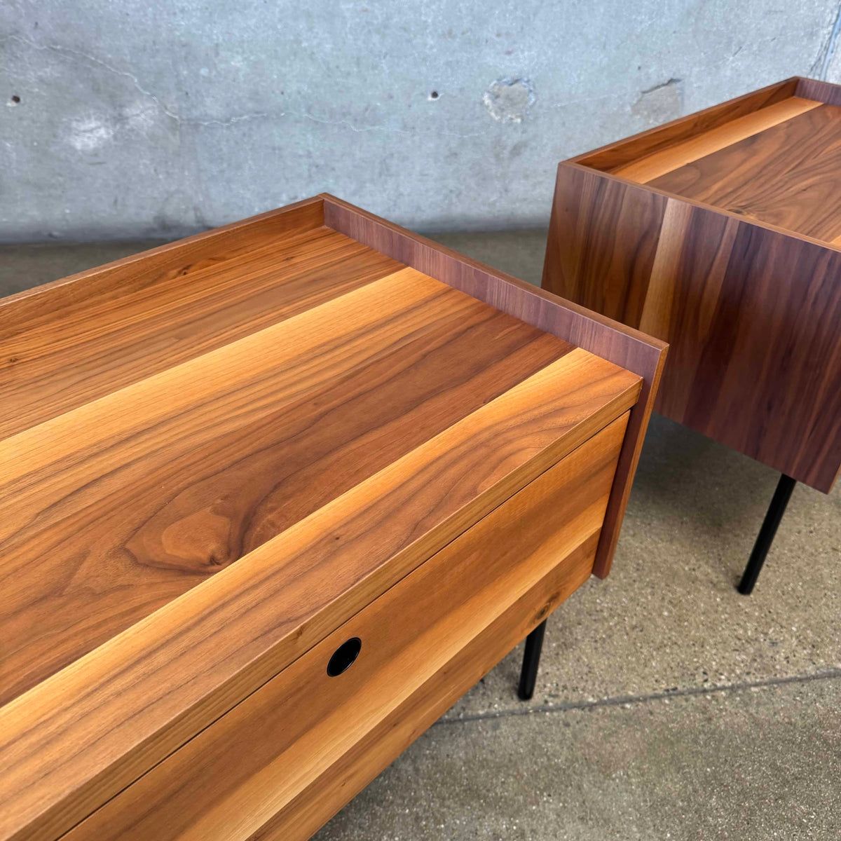 Walnut + Steel " Peek" Nightstands Blu Dot