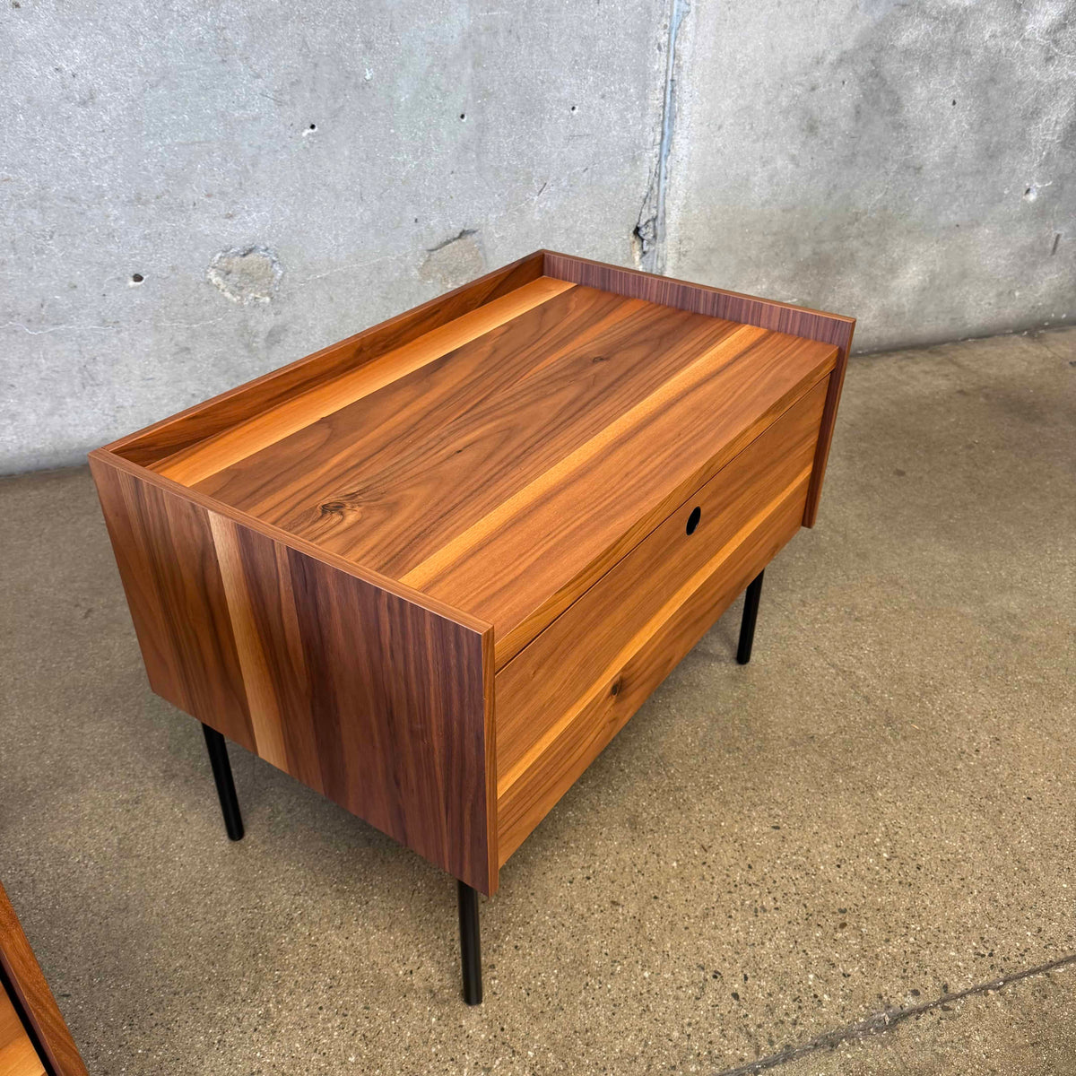Walnut + Steel " Peek" Nightstands Blu Dot