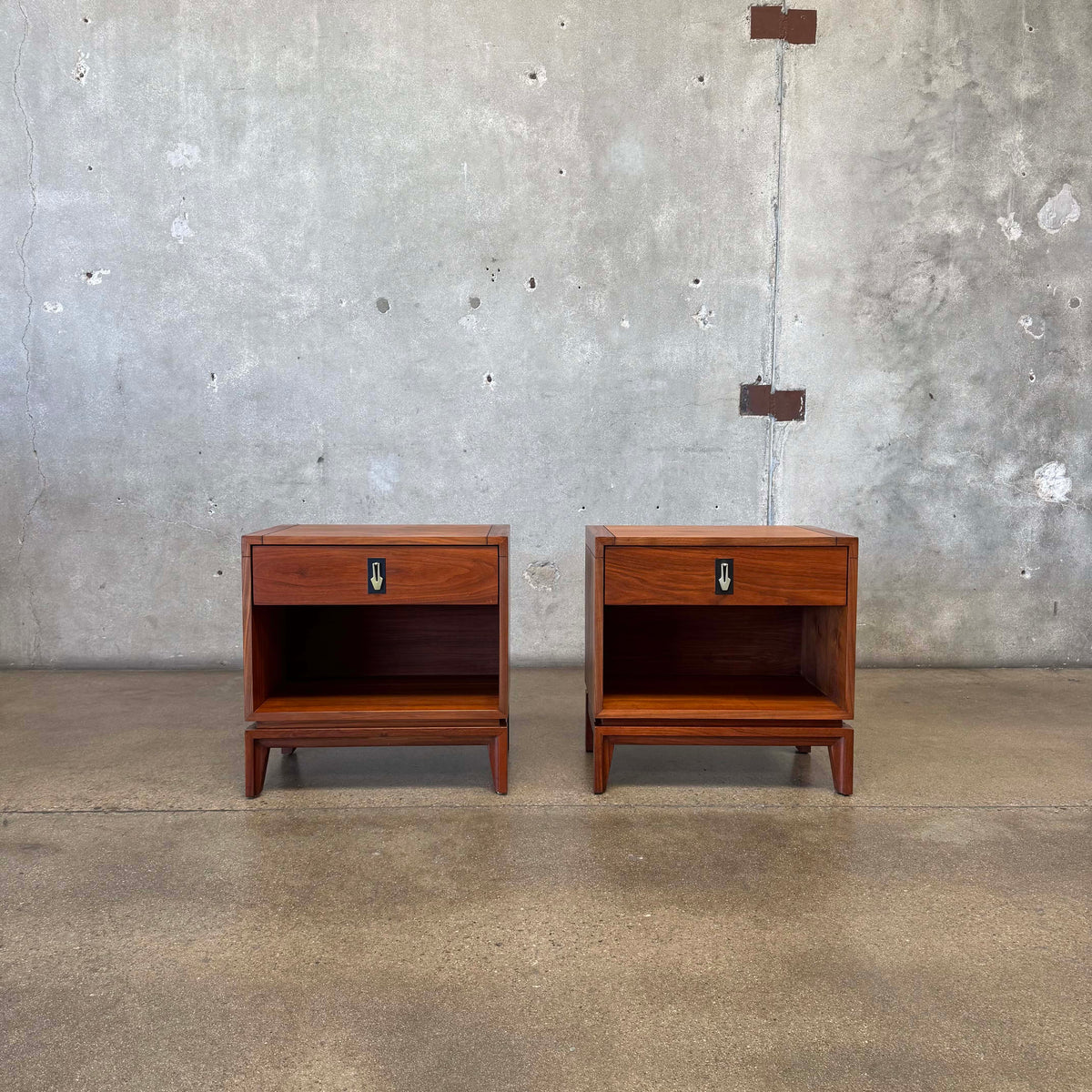 Mid Century Modern Walnut Nightstands by John Keal For Brown Saltman