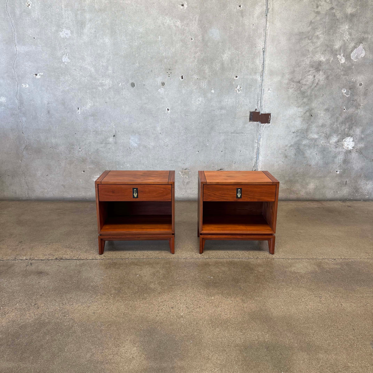 Mid Century Modern Walnut Nightstands by John Keal For Brown Saltman