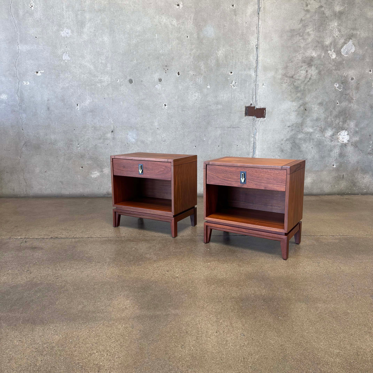 Mid Century Modern Walnut Nightstands by John Keal For Brown Saltman