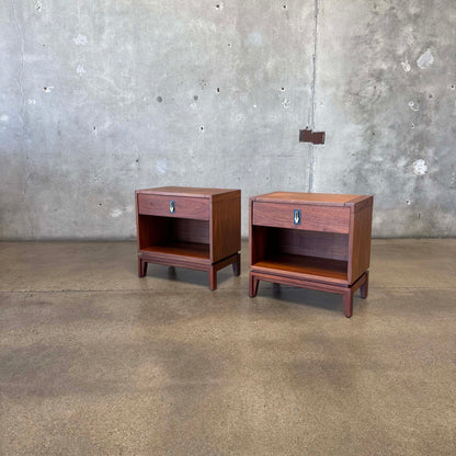 Mid Century Modern Walnut Nightstands by John Keal For Brown Saltman