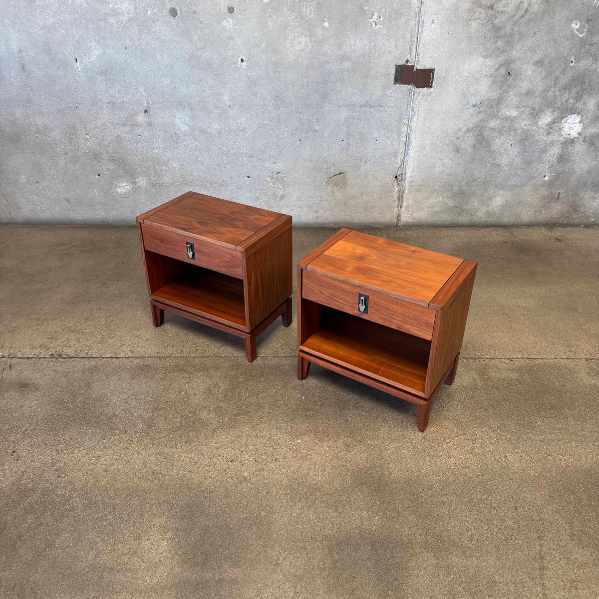 Mid Century Modern Walnut Nightstands by John Keal For Brown Saltman