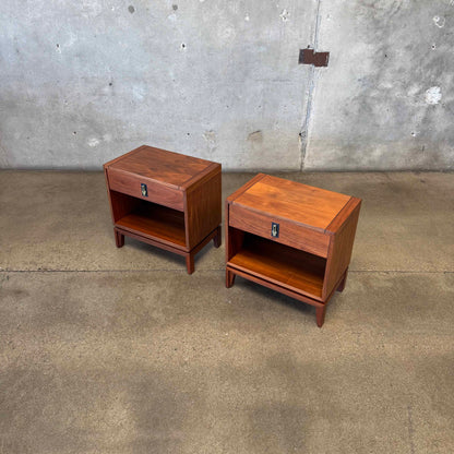 Mid Century Modern Walnut Nightstands by John Keal For Brown Saltman