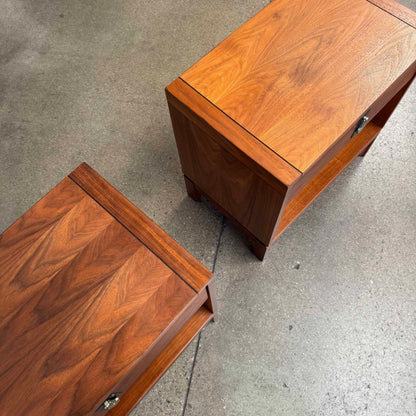 Mid Century Modern Walnut Nightstands by John Keal For Brown Saltman