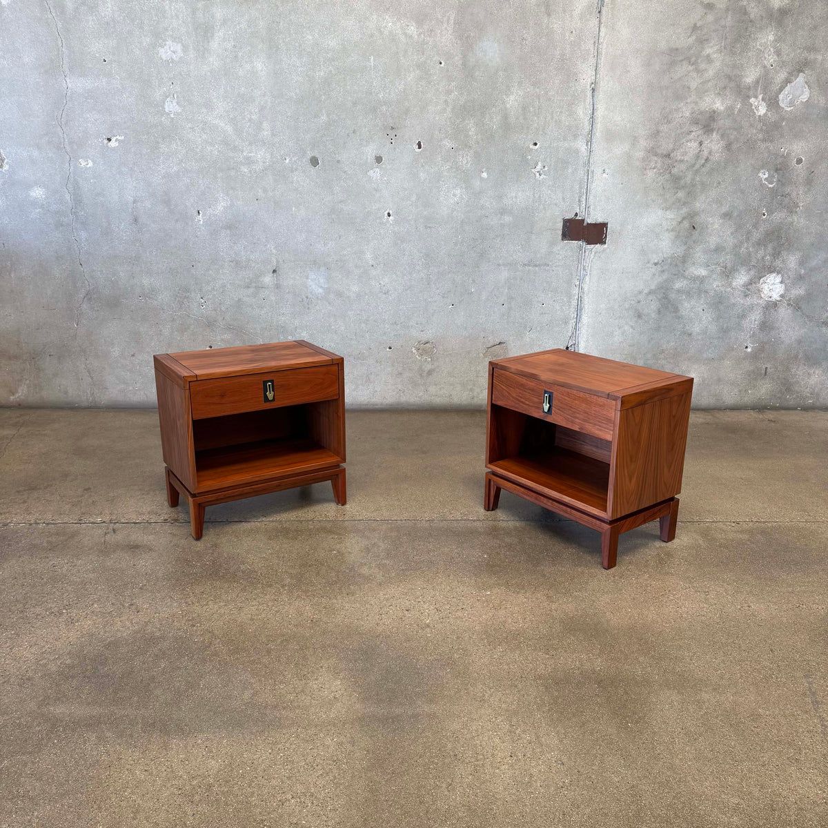 Mid Century Modern Walnut Nightstands by John Keal For Brown Saltman