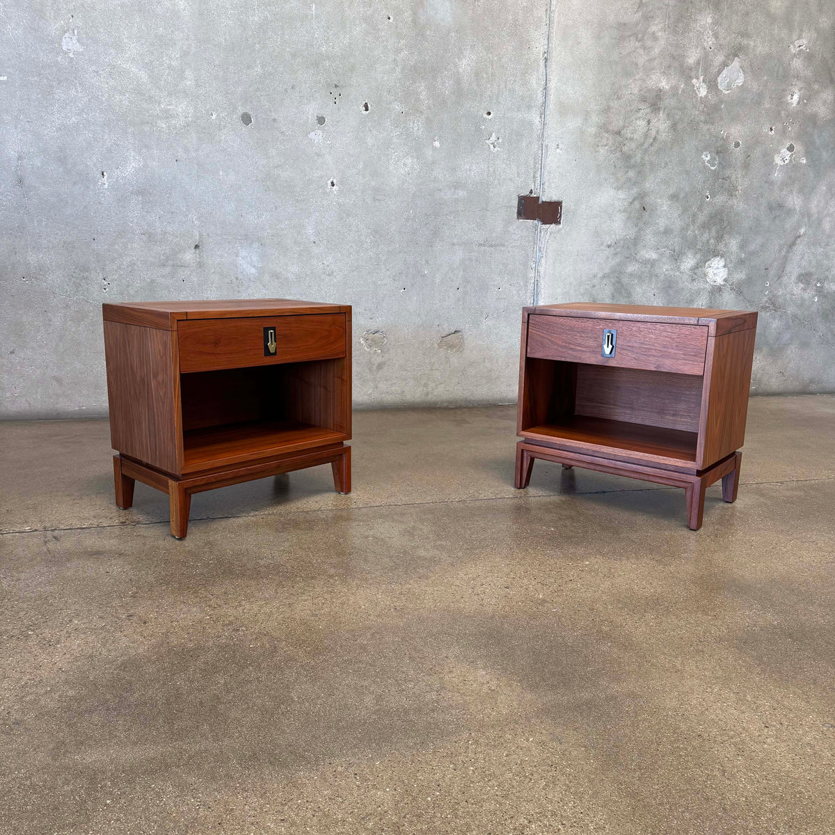 Mid Century Modern Walnut Nightstands by John Keal For Brown Saltman