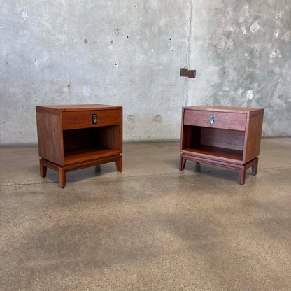 Mid Century Modern Walnut Nightstands by John Keal For Brown Saltman