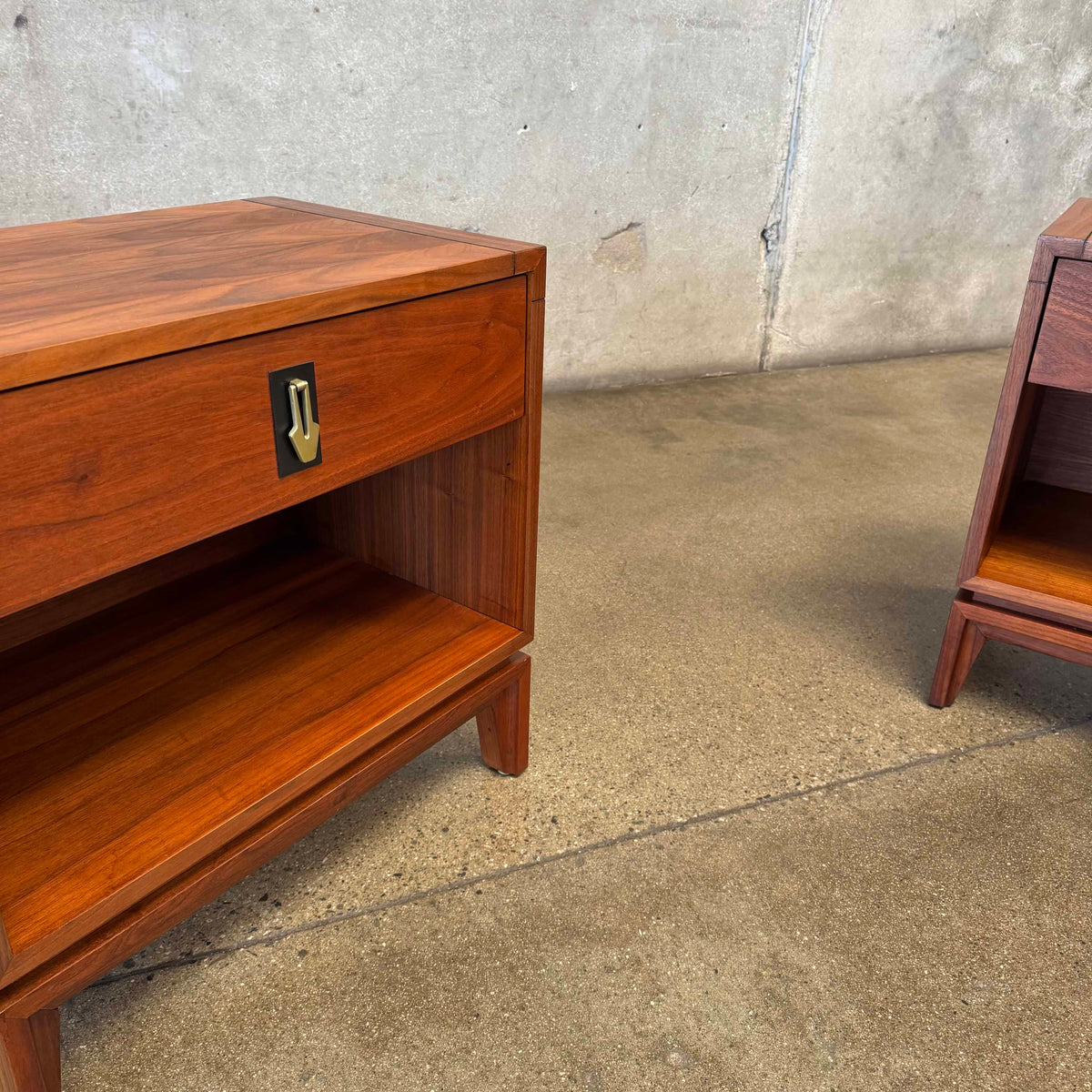 Mid Century Modern Walnut Nightstands by John Keal For Brown Saltman