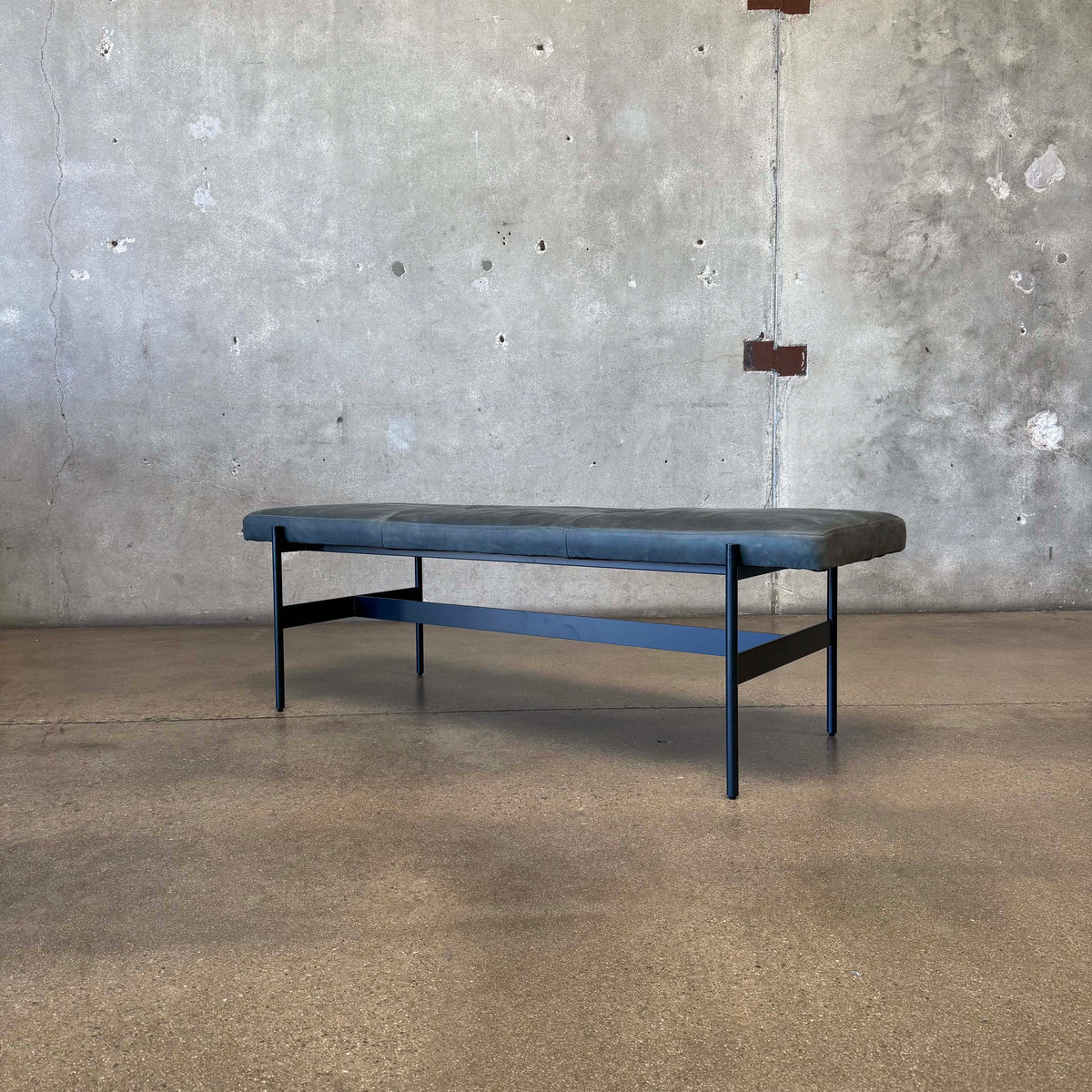Leather + Steel "Day Bench" By Blu Dot