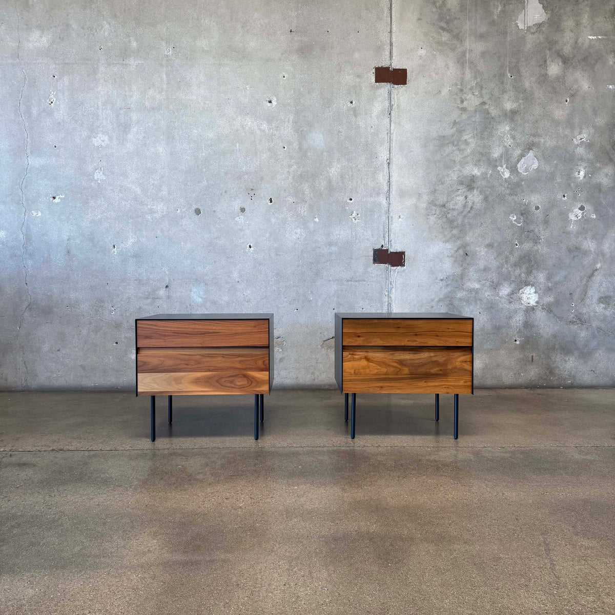 Walnut + Steel "Clad" Nightstands By Blu Dot