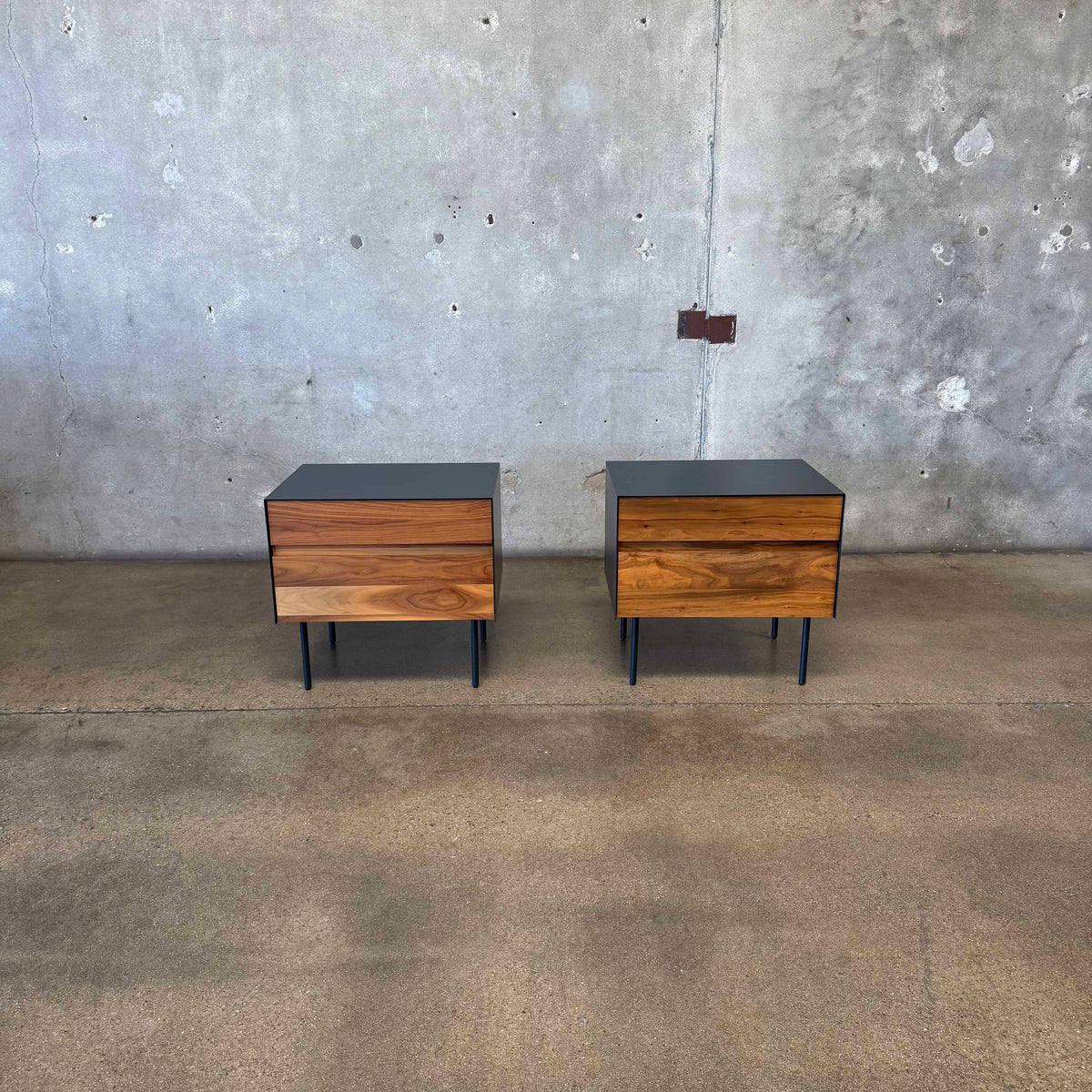 Walnut + Steel "Clad" Nightstands By Blu Dot
