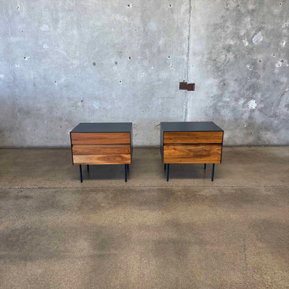 Walnut + Steel "Clad" Nightstands By Blu Dot