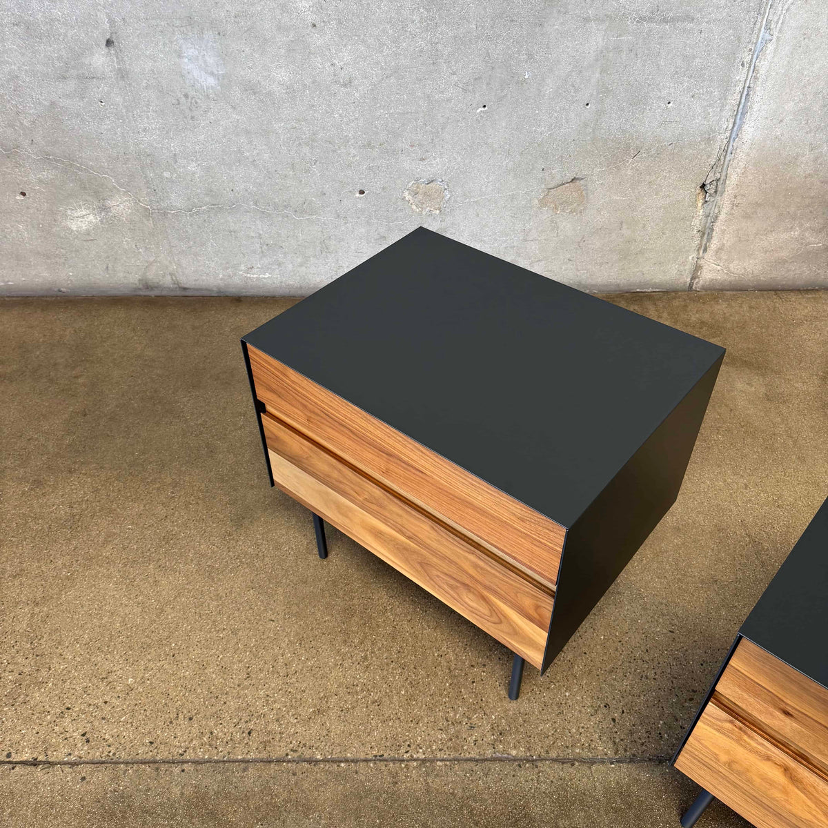 Walnut + Steel "Clad" Nightstands By Blu Dot