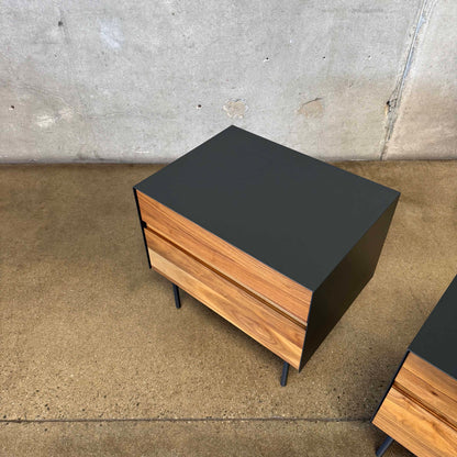 Walnut + Steel "Clad" Nightstands By Blu Dot