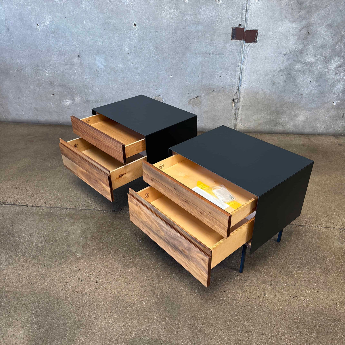 Walnut + Steel "Clad" Nightstands By Blu Dot