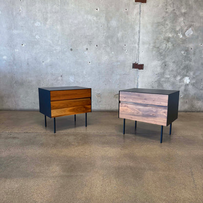 Walnut + Steel "Clad" Nightstands By Blu Dot