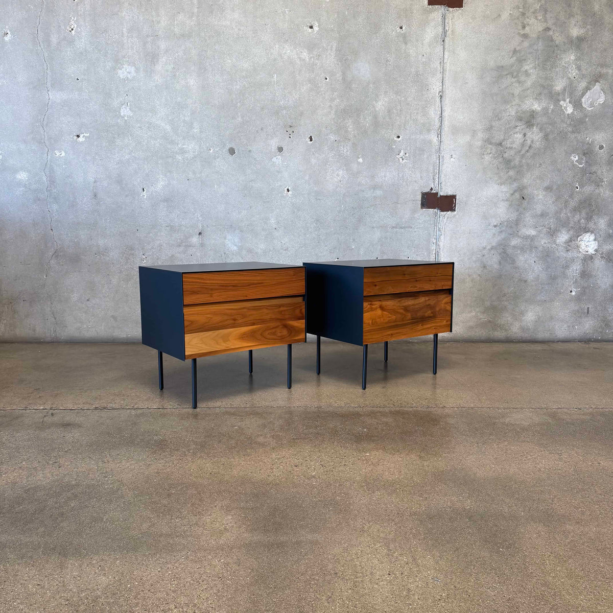 Walnut + Steel "Clad" Nightstands By Blu Dot