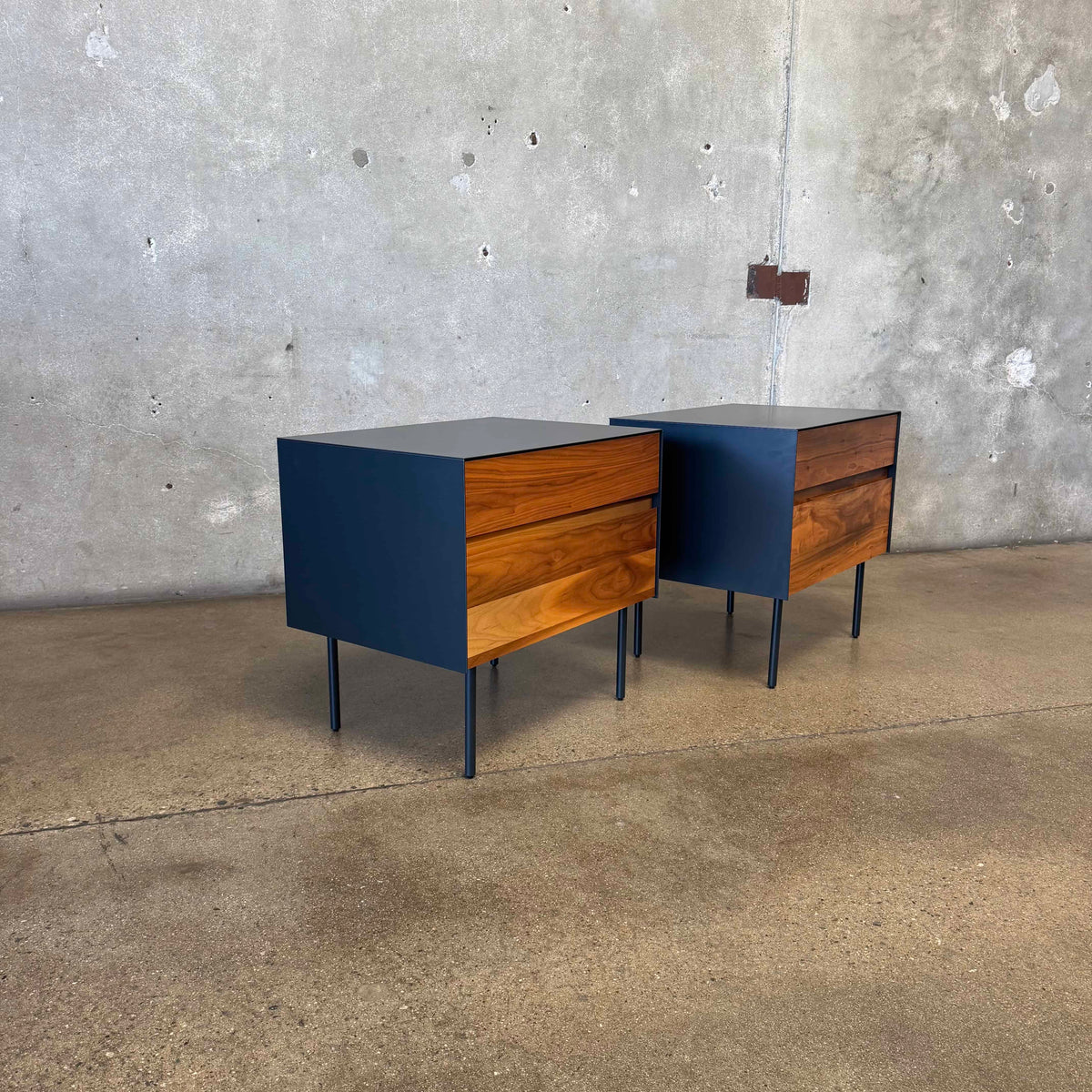 Walnut + Steel "Clad" Nightstands By Blu Dot
