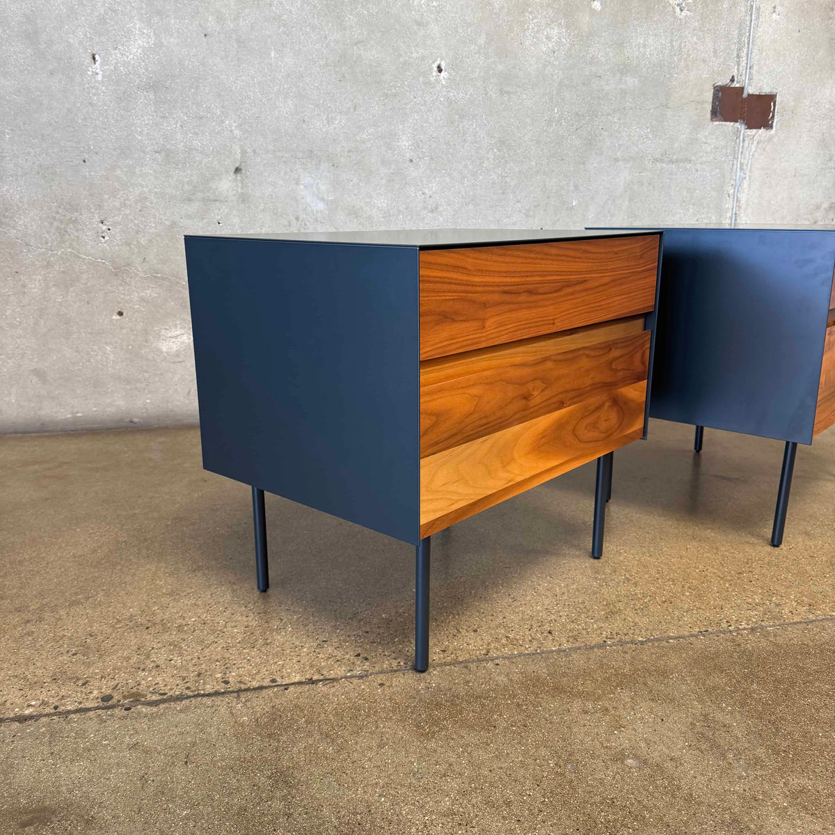 Walnut + Steel "Clad" Nightstands By Blu Dot