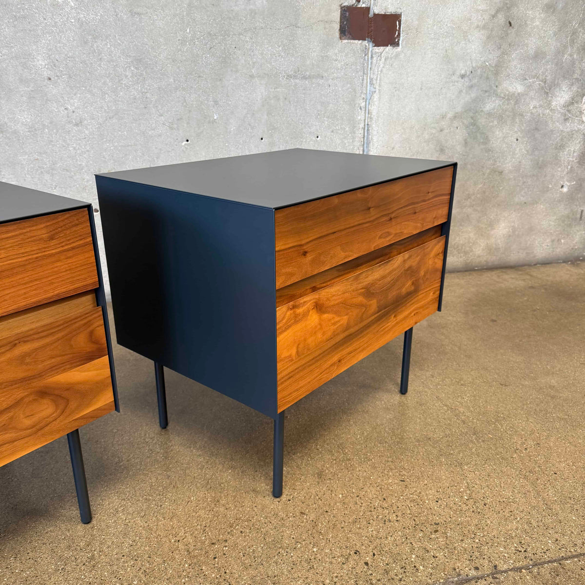 Walnut + Steel "Clad" Nightstands By Blu Dot