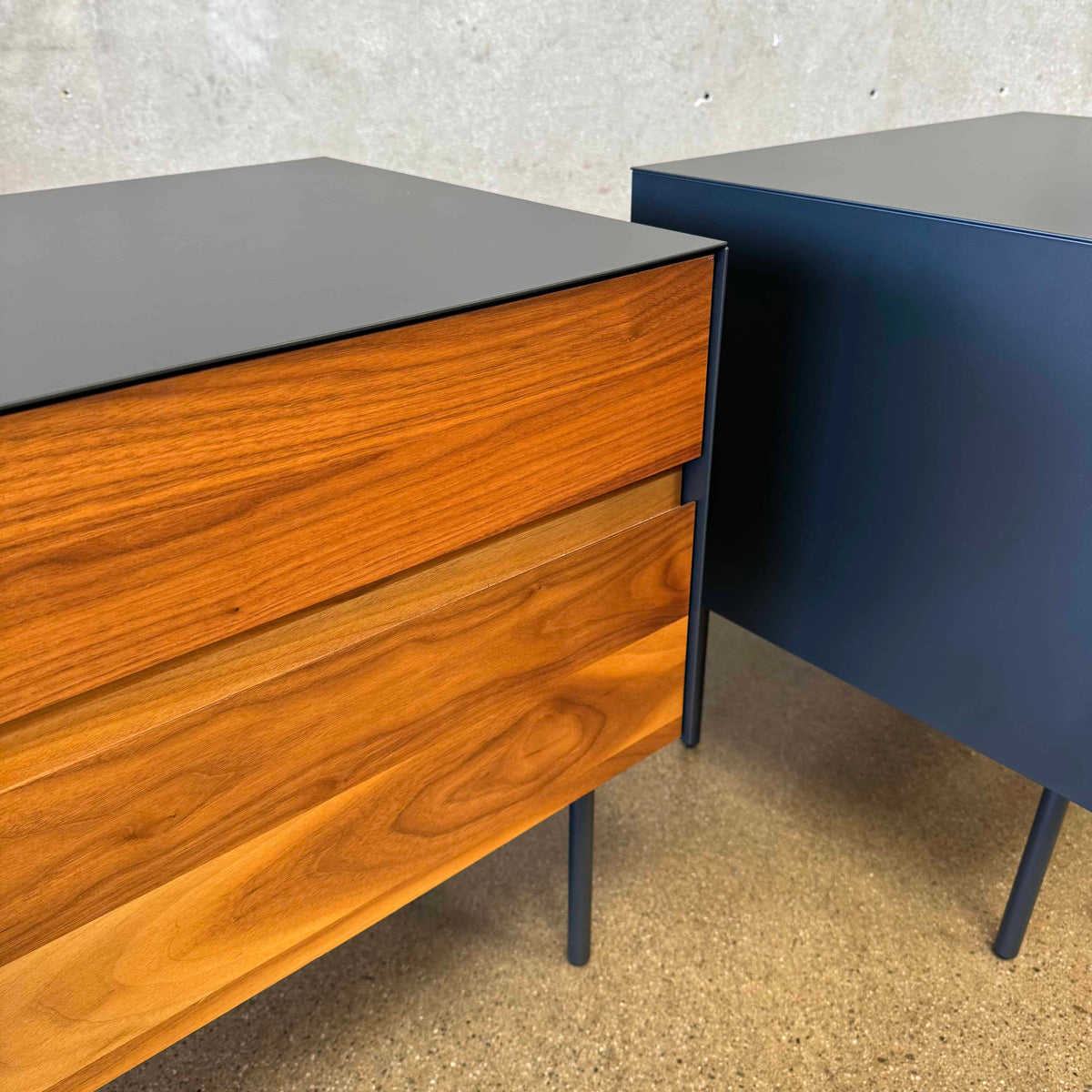 Walnut + Steel "Clad" Nightstands By Blu Dot