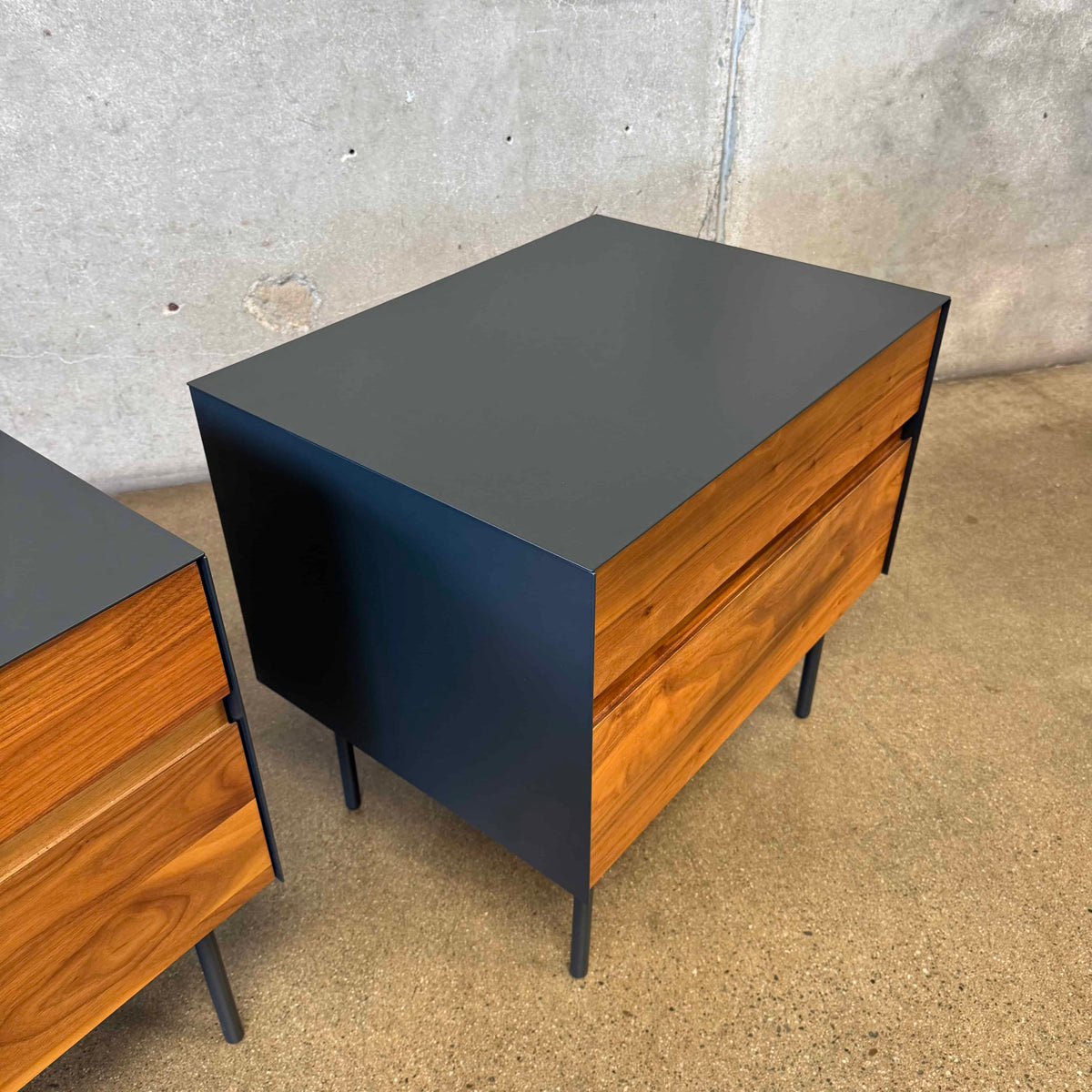 Walnut + Steel "Clad" Nightstands By Blu Dot