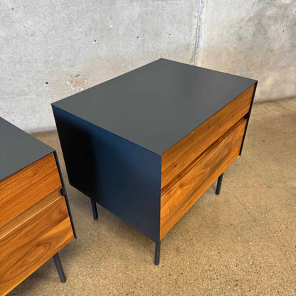 Walnut + Steel "Clad" Nightstands By Blu Dot