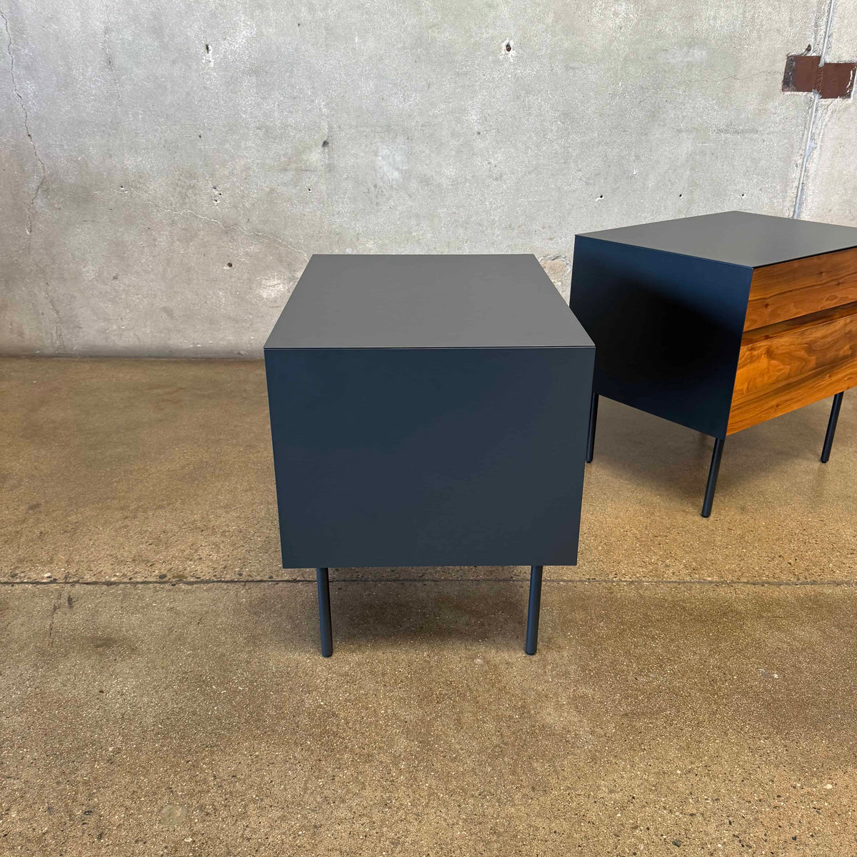 Walnut + Steel "Clad" Nightstands By Blu Dot