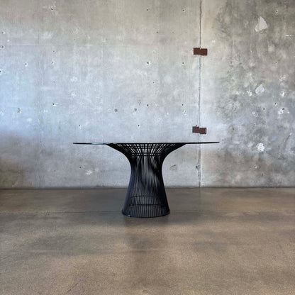 Warren Planter Style Dining Table With Smoked Glass Top