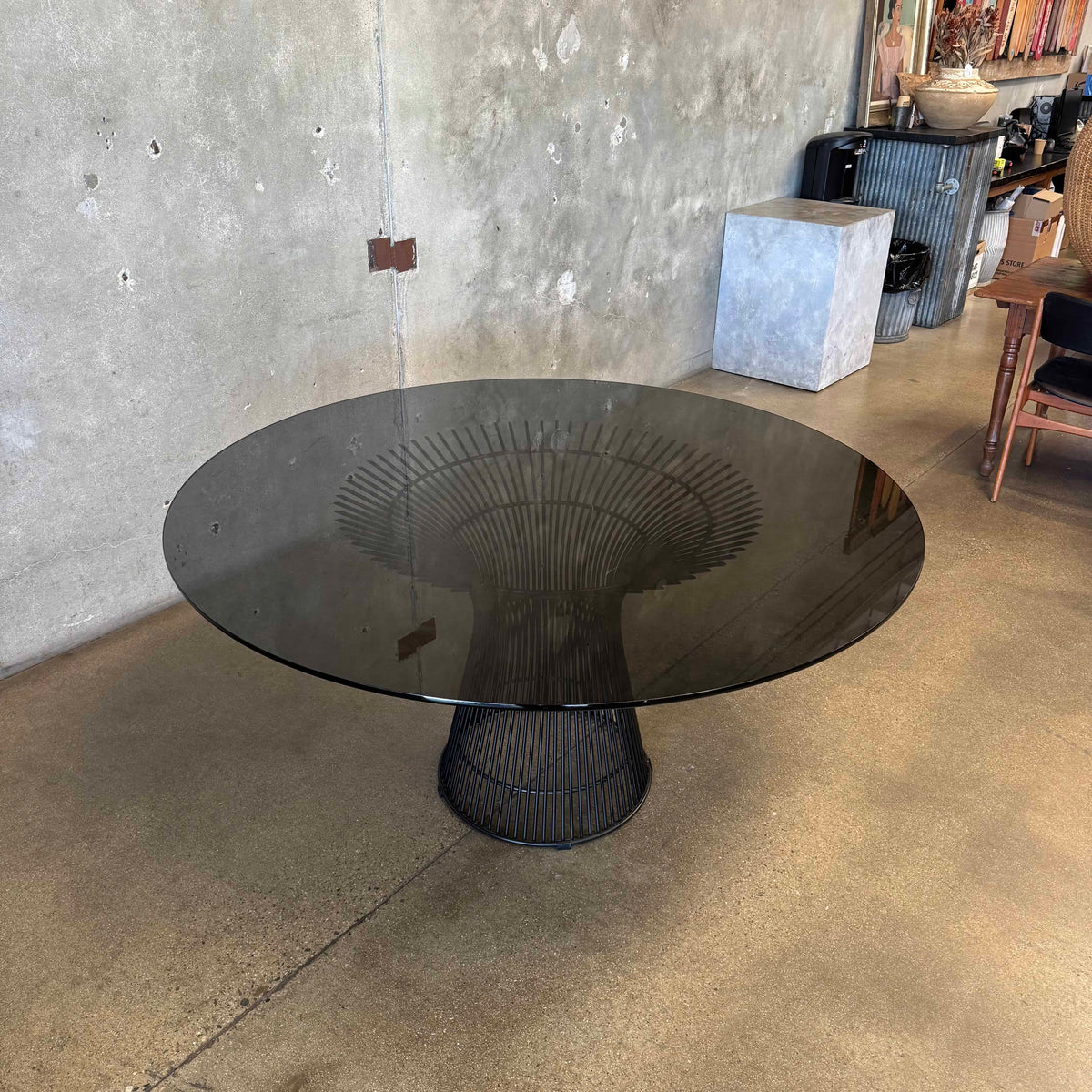 Warren Planter Style Dining Table With Smoked Glass Top