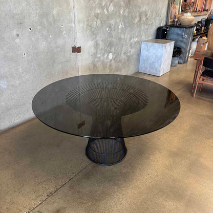Warren Planter Style Dining Table With Smoked Glass Top