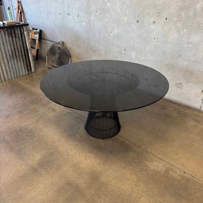 Warren Planter Style Dining Table With Smoked Glass Top