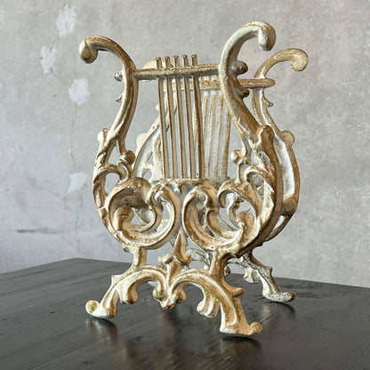 Vintage Hollywood Regency Cast Metal Magazine / Sheet Music Rack