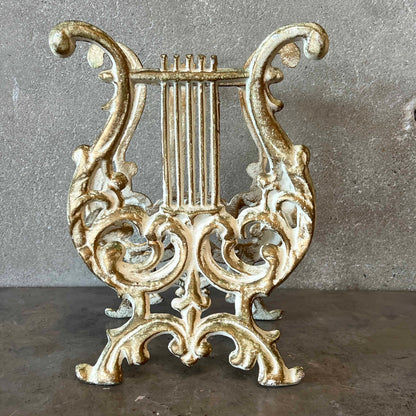 Vintage Hollywood Regency Cast Metal Magazine / Sheet Music Rack