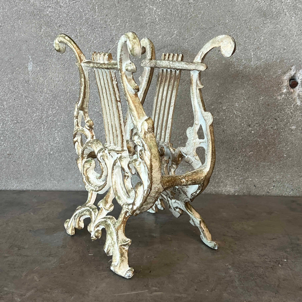 Vintage Hollywood Regency Cast Metal Magazine / Sheet Music Rack