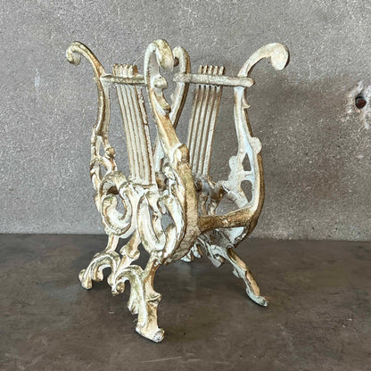 Vintage Hollywood Regency Cast Metal Magazine / Sheet Music Rack
