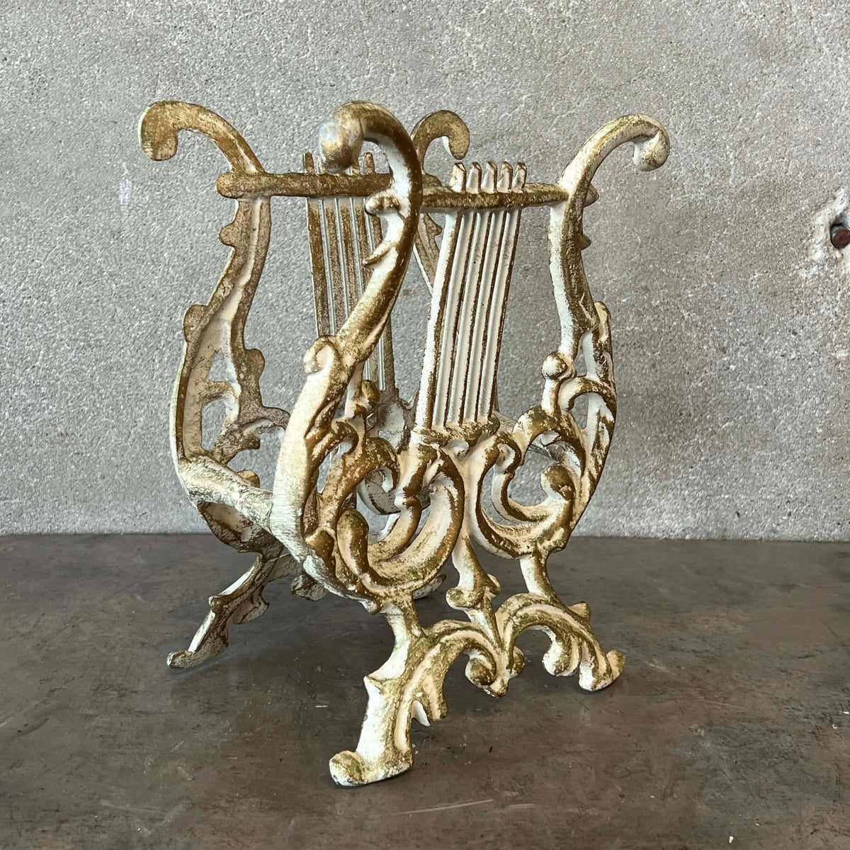 Vintage Hollywood Regency Cast Metal Magazine / Sheet Music Rack