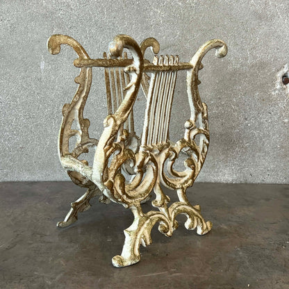 Vintage Hollywood Regency Cast Metal Magazine / Sheet Music Rack
